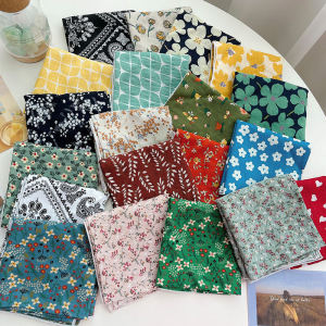 Japanese Style Floral Cotton Scarf Thin Womens Decorative Square Headscarf Versatile Spring Autumn Summer Style