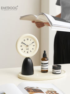 Emitdoog Wooden Clock Decorative Tabletop Home Decor Living Room Entrance Key Holder Storage TV Cabinet Decorative Accessories