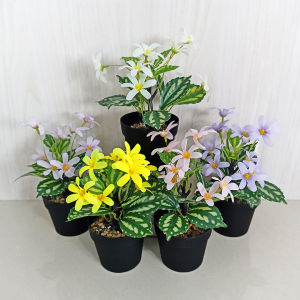 Azgalery PBP179 Tanaman Hias Pot Bunga Plastik Artificial Ornamen Pajangan Dekorasi Rumah Buatan COD