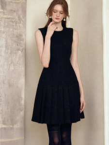 Roey s house | Elegant Stylish Black Boucle Dress Sleeveless