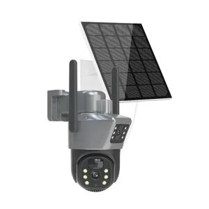 V380 PRO 8MP 4K Dual Lens Solar Surveillance Camera 12000mAh 4G SIM Card 8X Zoom PTZ IP Cam PIR Human Motion Detection Smart CCTV