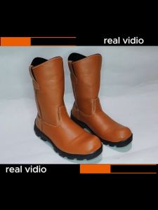 SEPATU SAFETY PRIA SEPATU TAMBANG SAFETY PROYEK UJUNG BESI GROSIR WARNA COKLAT MUDA