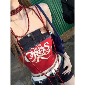 เสื้อกั๊กยีนส์ย้อนยุค Y2K ทรงเข้ารูป แขนสั้น ทรงเข้ารูป สำหรับผู้หญิง ชุดแฟชั่นฤดูร้อน ชุดสองชิ้น ทรงเข้ารูป ทรงเข้ารูป