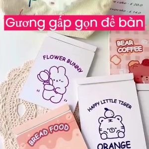 Gương gấp gọn để bàn nhiều hoạt tiết màu sắc dễ thương BAG U GUONGGAU368