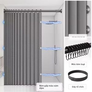 Rèm Tắm Từ Tính Chống Thấm Nước Chống Mốc Gấp Gọn Vách Ngăn Phòng Tắm Thân Thiện Với Môi Trường Rèm Tắm Vải Tháo Rời Để Phân Chia Khu Vực Ướt/khô