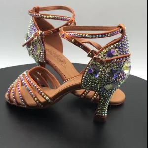 BDSALSA 311 Womens Latin Dance Shoes Soft Bottom High Heels Diamond Drill Ballroom Performance Footwear Adult