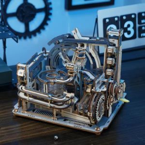 ROBOTIME Motorised Marble Spaceport 3D Puzzles Wooden Marble Run Model Building Kits Teens Man Gift