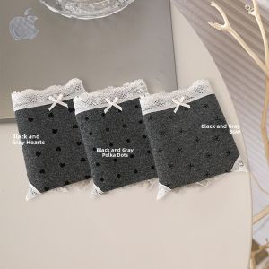 JIAZINI | Antibacterial Pure Cotton Lace Womens Underwear Mid-Waist Triangle Panties Sweet Style Autumn Winter New Arrival Ganzhen