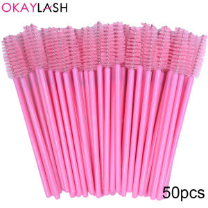 50pcs Disposable Eyelash Brushes Crystal Eye lash Mascara Wands Glitter Lash Comb Spoolies Micro Makeup Applicators