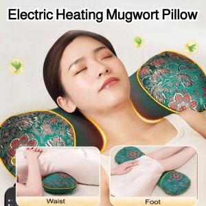 Electric Heating Mugwort Pillow Heated Electric Neck Pillow For Sleep With Mugwort Filling Protect The Cervical Spine Improve Sleep