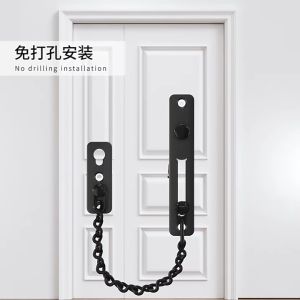 304 Stainless Steel Anti-Theft Chain Spring Lock Hardware Door Lock Bolt Latch Safety Door Lock Padlock Clasp Set Brushed