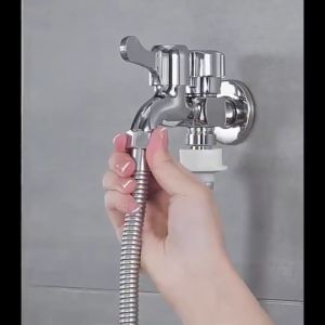 SUS304 Stainless Steel Two Way Faucet Valve 1 in 2 out Head Dual Function Washing Machine Univer