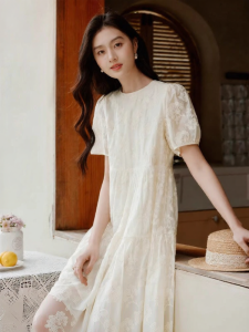 XIANGYING | Đầm A-Line Mùa Hè Tencel Trắng