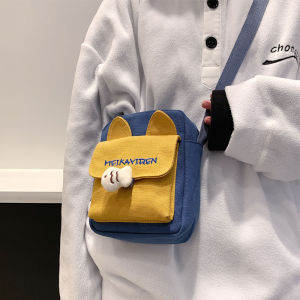 Vintage Style Small Square Bag Cute Korean Girl Cartoon Shoulder Bag Canvas Japanese Style Harajuku Style Leisure Crossbody Bag for Women