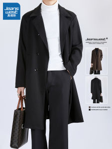 Jeanswest Mens Windbreaker Coat Loose Fit Youthful Style Winter Collection Windproof Medium-Length Outerwear Jacket