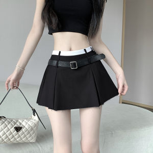 Miniature Womens Pure Desire Wind Tuxedo Plaid Mini Skirt High Waist Splicing Color Block A-Line Ultra-Short Skirt