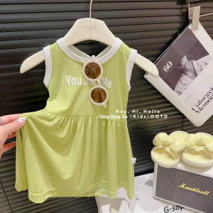 Princess Style Ice Silk Thin Summer Dress for Girls Baby Girls Casual A-Line Skirt Lightweight Breathable Polyester Fiber