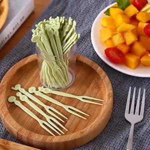 Cute cartoon animal fruit fork set disposable plastic fruit picks suitable for cakes desserts and salads kids tableware