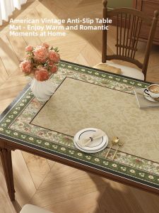 American Style Leather Tablecloth Waterproof Oilproof Non-washable Tea Table Dining Table Mat Green Desktop Protective Mat