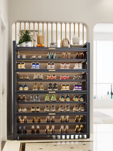 FurFi Shoe Cabinet | Iron Shoe Rack with Adjustable Shelves + Large Capacity | Clear Door Sturdy & Rust-Resistant Heavy-Duty Load Holds 30 Pairs