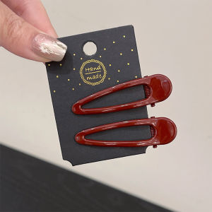 White Enhancing Red Metal Hair Clips Womens Side BB Duckbill Clip Stylish Hair Accessories Simple Design Double Pack