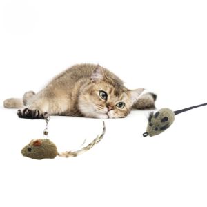 Cat Toy Feather Mouse Replacement Head Plush Tassel Extendable Rod Accessory for Teasing Cats Small Mouse Head Pet Supplies