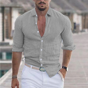 New Mens And Womens Summer Business Casual Lapel Beach Shirts Long-sleeved Solid And Multi-color Hawaiian Holiday Clothing