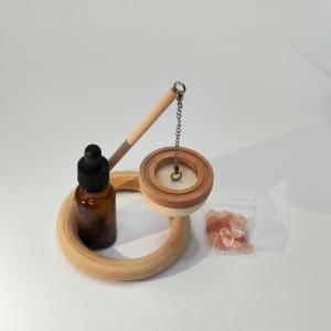 Handmade Himalayan Salt Aromatherapy Essential Oil Hanging Incense Burner No Fire Wood Diffuser Pine Wood Zen Style Study Decor