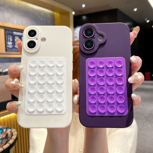 Luxury Creative Suction Cup Soft Silicone Case For iPhone 17 Air 16 15 14 Plus 13 12 11 Pro Max XR XS Holder Shockproof Cover