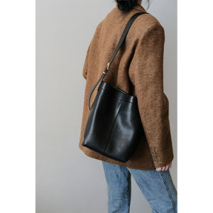 Adian First Layer Thickened Nature Fall Cowhide Bucket Bag Easiest for Match Casual Genuine Leather Shoulder Womens Corssbody Bag