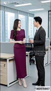 Váy Thiết Kế MDU5667 Chất Xước Thái Phối Cúc Mắt Cáo Tinh Tế Dáng Dài Thanh Lịch Từ MDU