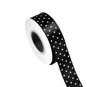 25mm 25Yards Polka Dot Satin Ribbon Gift Wrapping DIY Bows Craft Decoration Hair Bow Party Christmas Wedding Decoration