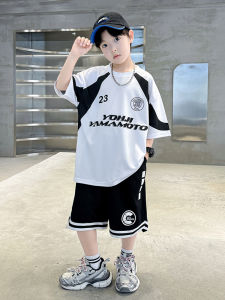 ชุดบาสเก็ตบอลฤดูร้อนสำหรับเด็กชาย ชุดกีฬาสองชิ้น โพลีเอสเตอร์ แห้งเร็ว แฟชั่น เสื้อผ้าเด็กชาย ชุดกีฬาฤดูร้อน