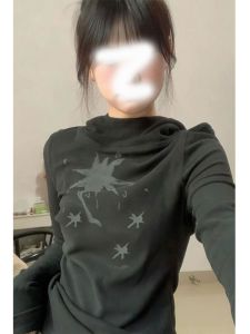 เสื้อยืดคอกลมแขนยาวบุขนแกะสำหรับผู้หญิง ทรงสลิมฟิต สไตล์เกาหลี แฟชั่นฤดูใบไม้ร่วง ฤดูหนาว 2023 เสื้อผ้าทำงานแบบอินเทอร์เน็ต