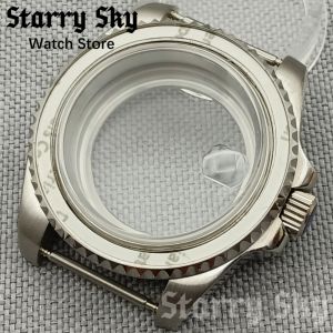 Starry Sky 40mm Sapphire Glass Bidirectional Rotation Silver Watch Case Fit NH35/ETA PT5000 Automatic Movement Watch Accessories