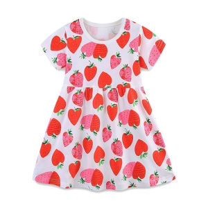 2-7T New Arrival Strawberry Princess Dresses Summer Girls Party Dress Birthday Kids School Children Clothing Toddler Dresses