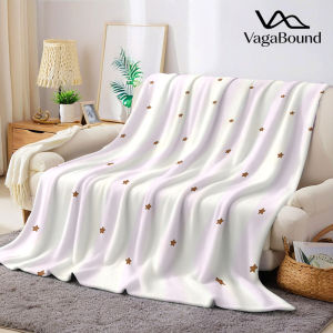 Pale Pink Stripe Brown Star Flannel Blanket Warm Soft Halloween Christmas Decorative Couch Warm Cozy All-Season Gift