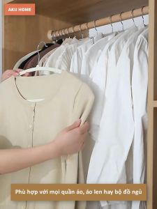 Set 10 mắc treo quần áo chống trượt chất liệu nhựa ABS cao cấp+bọc nhung mịn móc thép không gỉ xoay 360 độ Akii Home MT20