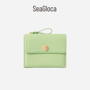 SeaGloca Simple Korean Style Fashion Portable PU Zipper Short Trifold Wallet for Woman