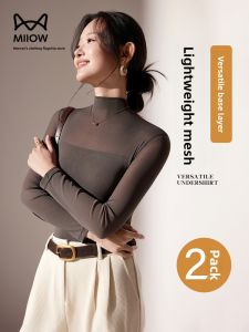 miiow | Lightweight Mesh Turtleneck Top for Women