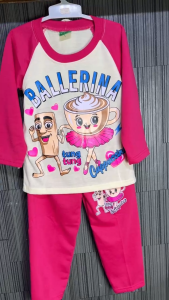 Stelan Baju Piyama Anak Perempuan Motif Karakter Kekinian Viral Usia 1-10 Tahun Bahan Katun Lengan Panjang