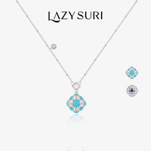 lazysuri | Dual-Wearable Blue White Mother-of-Pearl Enamel Necklace