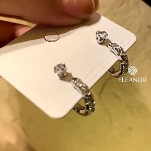 Set bông tai nữ chuôi bạc 925 Eleanor Accessories khuyên tai tròn đính đá phụ kiện trang sức 9212