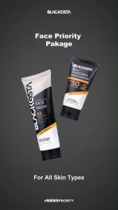 BLACKOSTA Package Face Priority (Gentle Brightening Face Wash Sabun Pembersih Wajah Pria 100ML + Bright Sunscreen Moisturizer Spf 50 Sunscreen Pria 30ml)