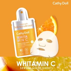 เคที่ดอลล์ มาร์คหน้า กระจ่างใส 20g (1ชิ้น) Cathy Doll Whitamin C / Babe Face / Smooth Blur / Spot Light / Hyaluron Serum Mask Sheet