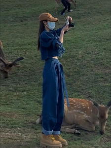 Bộ Đồ Denim Ngắn Thời Trang Hai Mảnh Cho Nữ Bộ Đồ Cotton Thời Trang Thu Đông Bộ Đồ Hai Mảnh Hợp Thời Trang Cho Nữ