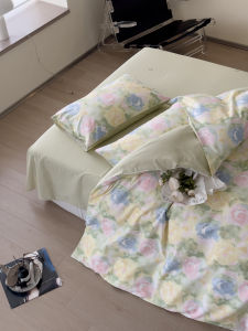 Pure Cotton Combed Cotton Bedding Set Four-Piece Quilt Cover Sheet Duvet Cover Bedding Set for Students in Dormitories