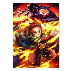 Bandai | Tranh Kim Cương 5D DIY Nhân Vật Anime Kimetsu No Yaiba Hơi Thở Lửa Tranh Thủ Công Tinh Xảo Quà Tặng Sáng Tạo Dán Đầy Đủ Diện Tích.