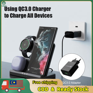 3 in 1 Wireless Charger Stand for Samsung Galaxy Watch Earbuds Qi-enabled Phones