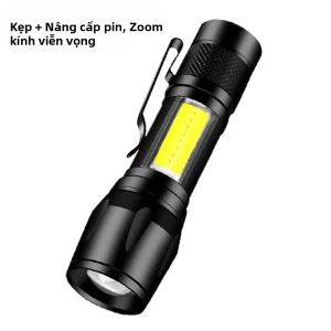 Đèn Pin Mini Zoom Bằng Kính Thiên Văn Có Thể Sạc Lại Đèn Làm Việc COB Có Kẹp Đèn Lồng Bỏ Túi Chống Nước Cho Cắm Trại EDC 800LM